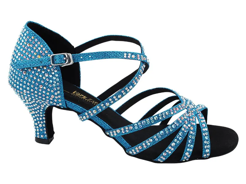 1613Bling Blue Glitter Satin