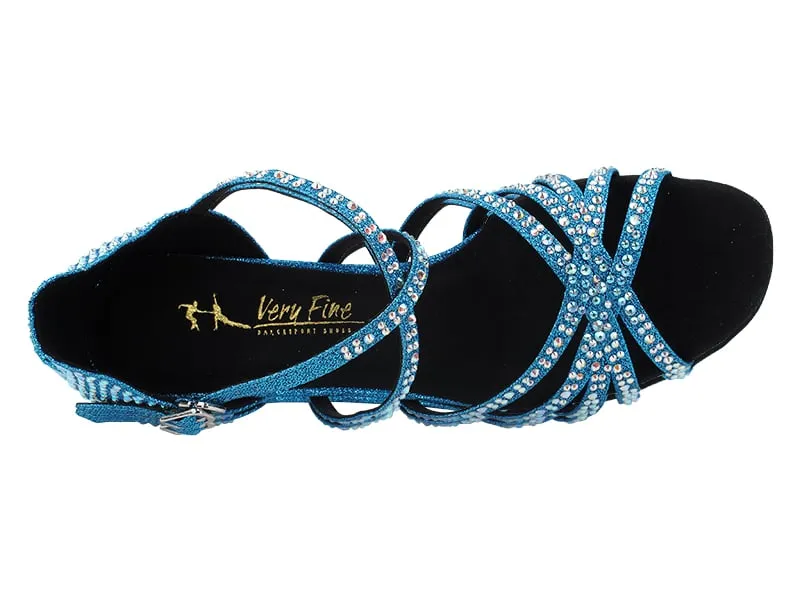 1613Bling Blue Glitter Satin