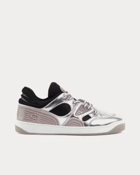Basket Leather Silver Metallic Low Top Sneakers