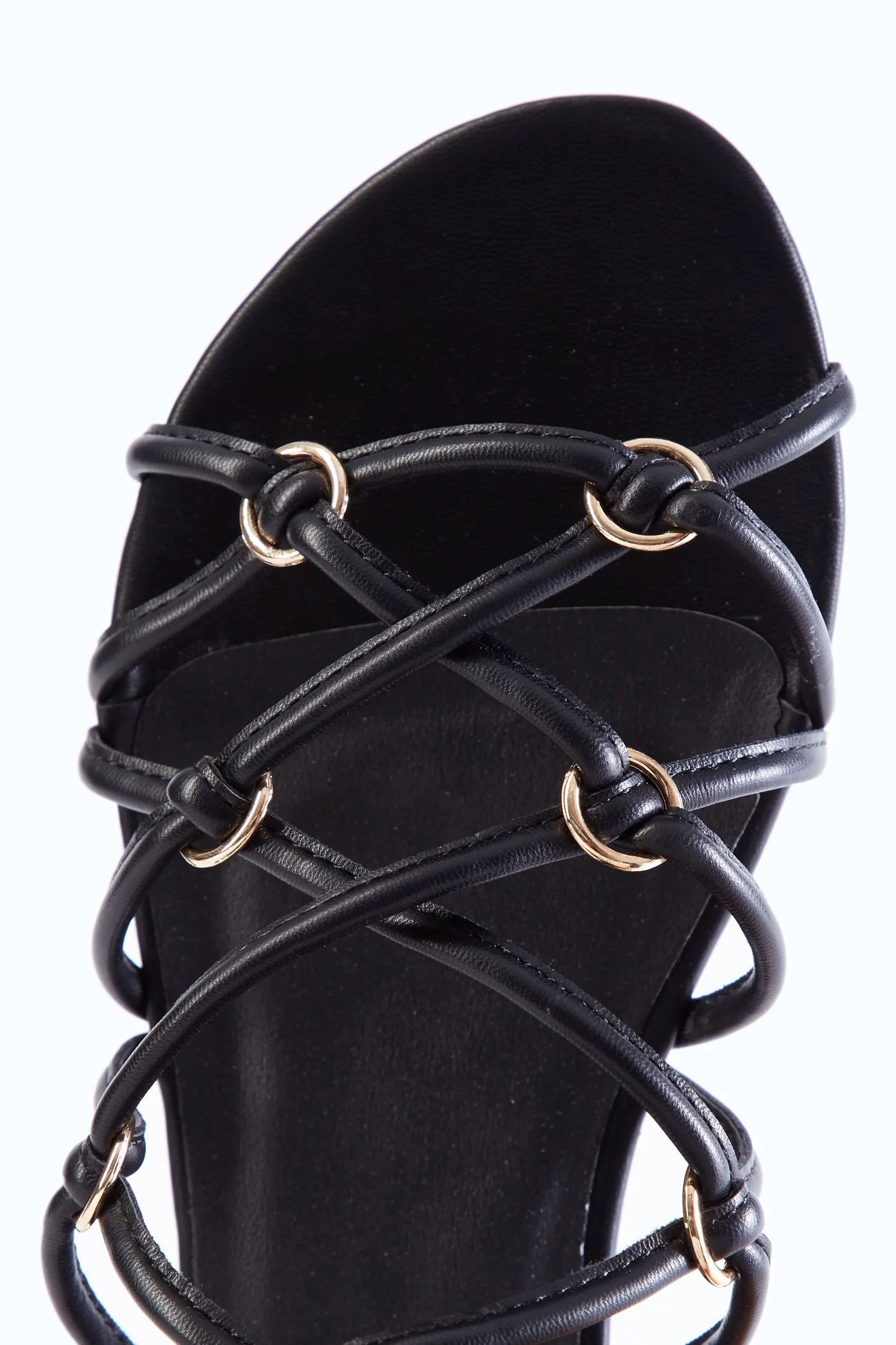 Black Lattice Flat Sandals