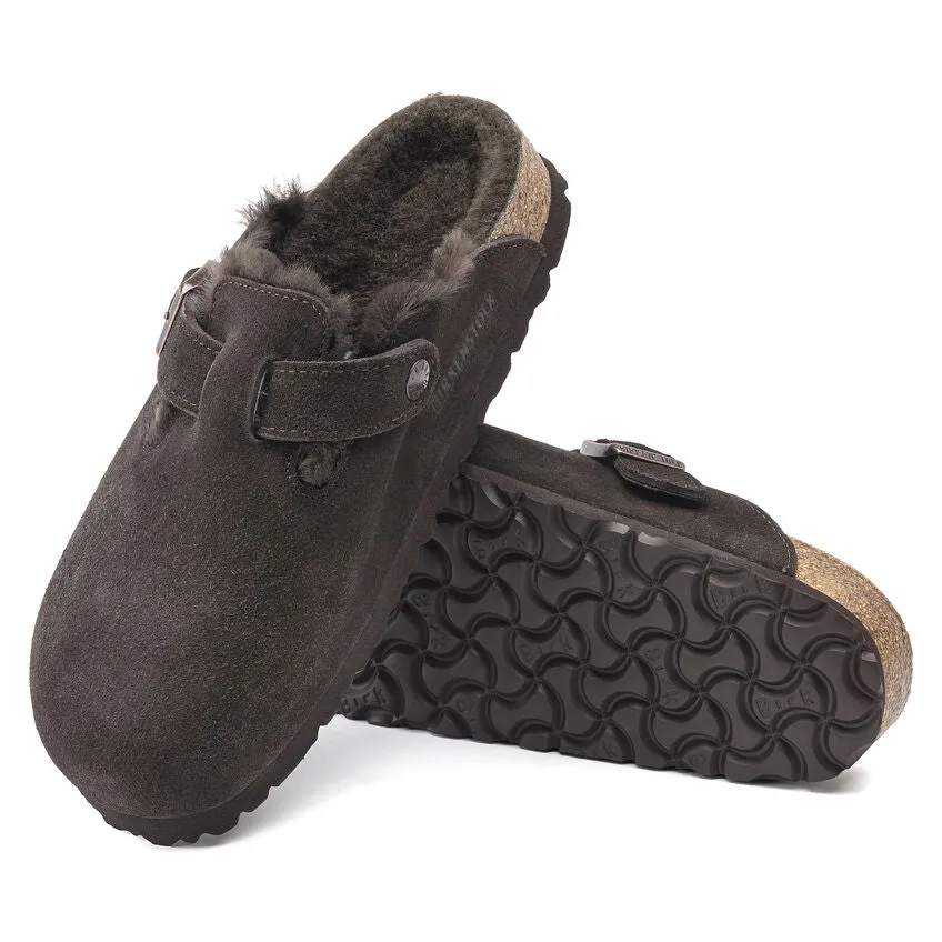 Boston Mocha Shearling Suede Leather Mocha