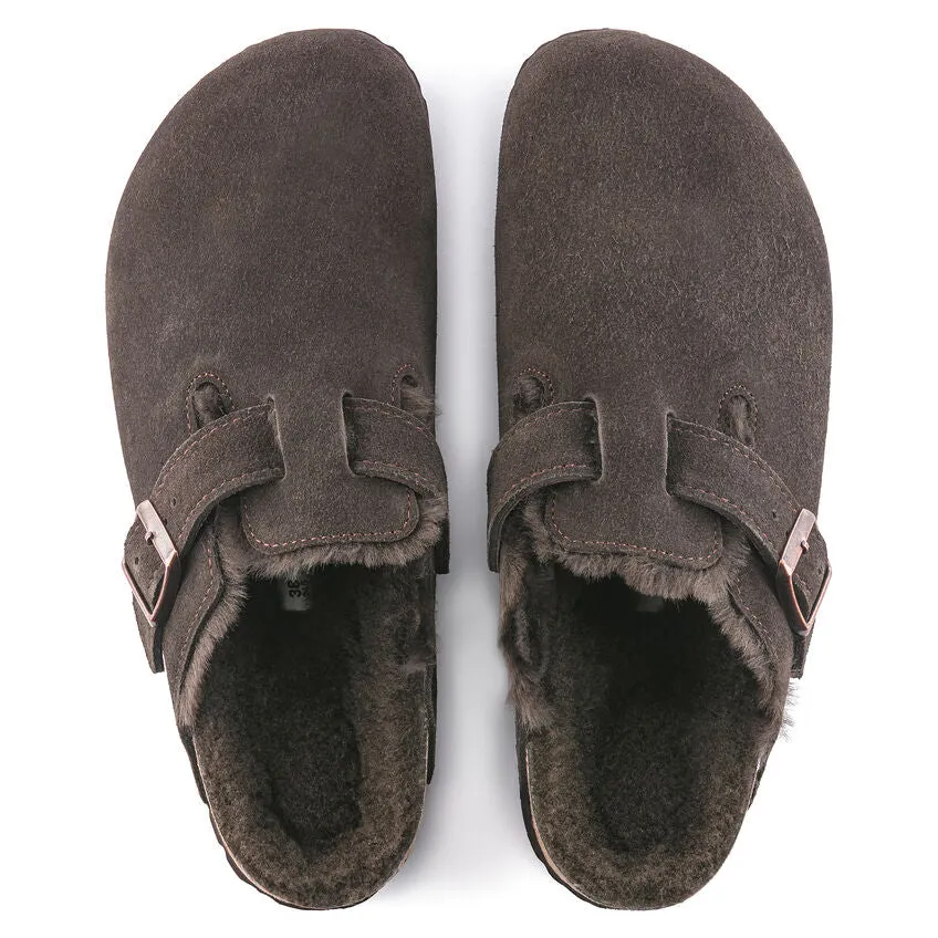 Boston Mocha Shearling Suede Leather Mocha
