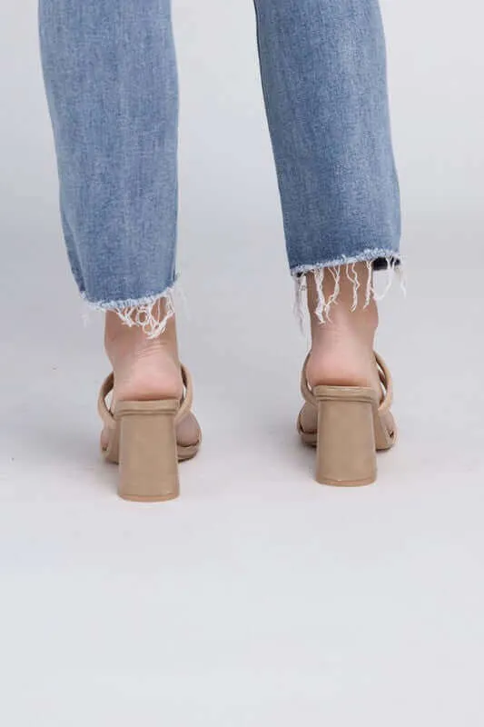Oasis Society Angela - Nude Strappy Alligator Heels Sandals