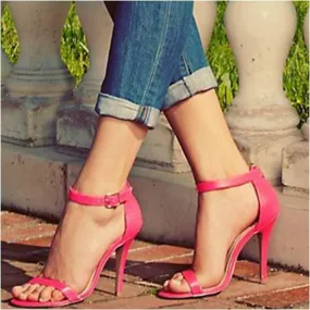 Simple Buckle Open Toe High Heel Sandals