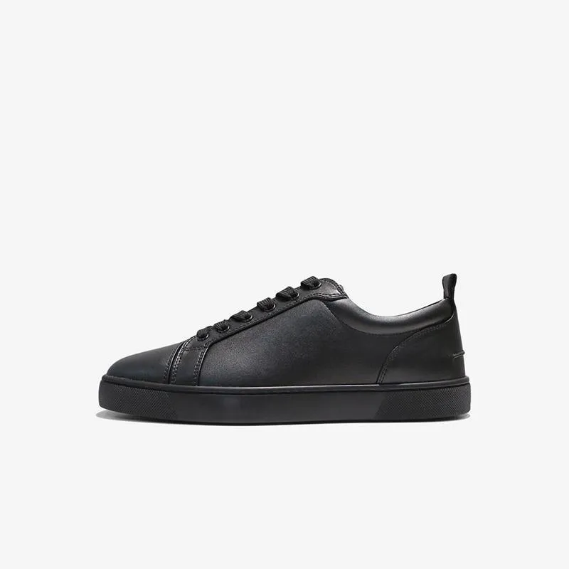 Sleek Black Leather Low-Top Sneakers