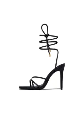 Squared Open Toe Strappy Silhouette Ankle Wrap Women Heeled Sandal