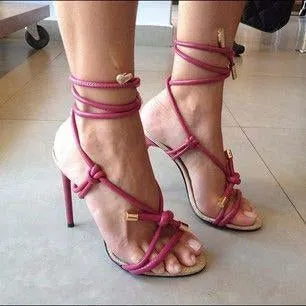 Suede Strap High Heel Strappy Ankle Sandals