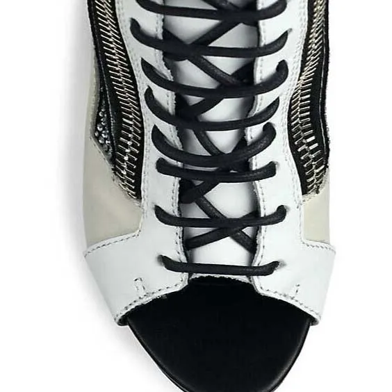 White Strap Leather Peep Toe Sandals