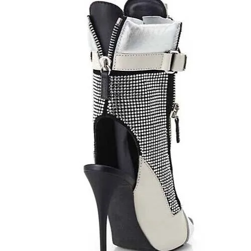 White Strap Leather Peep Toe Sandals